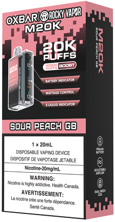 OXBAR M20K Disposable Vape Sour Peach GB