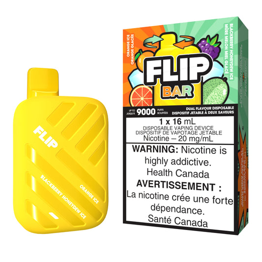 Flip Bar Disposable Vape flavour Orange Ice & Blackberry Honeydew Ice