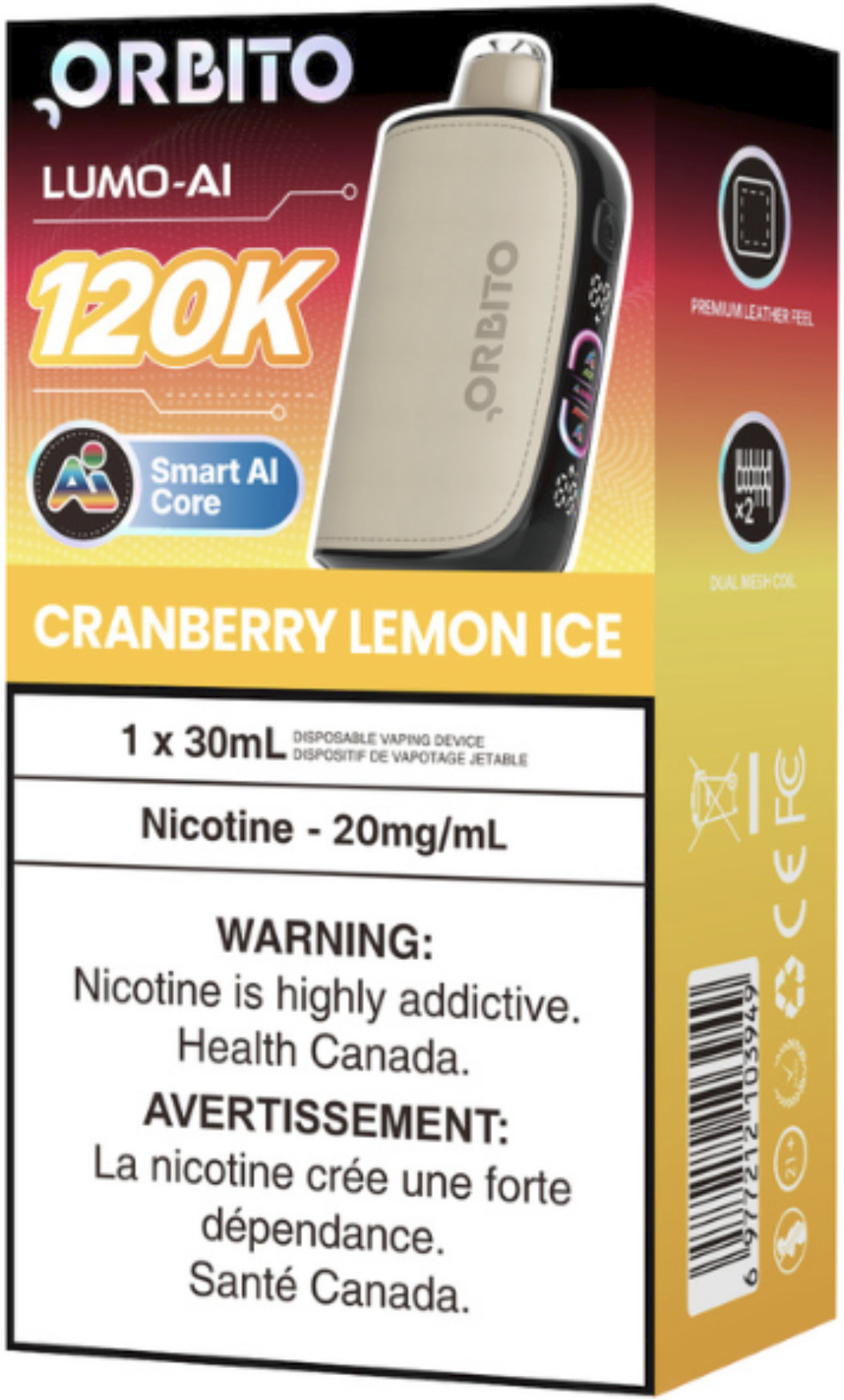 Orbito Lumo AI 120K Disposable Cranberry Lemon Ice