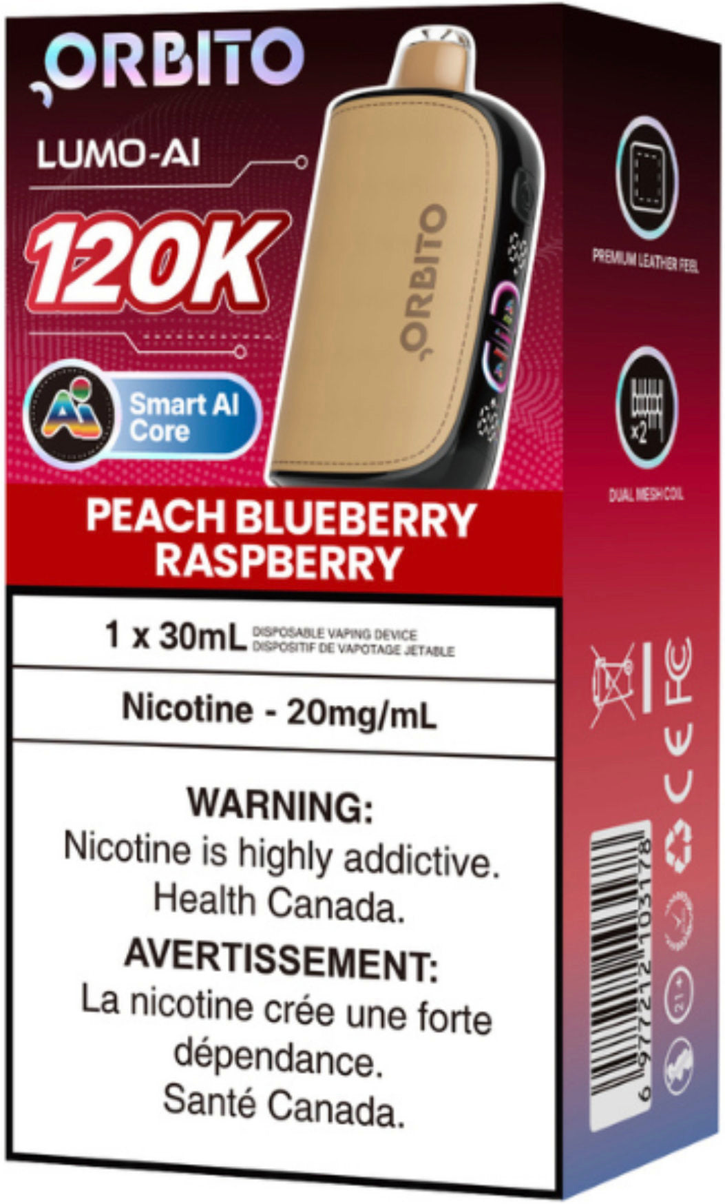 Orbito Lumo AI 120K Disposable Peach Blueberry Raspberry