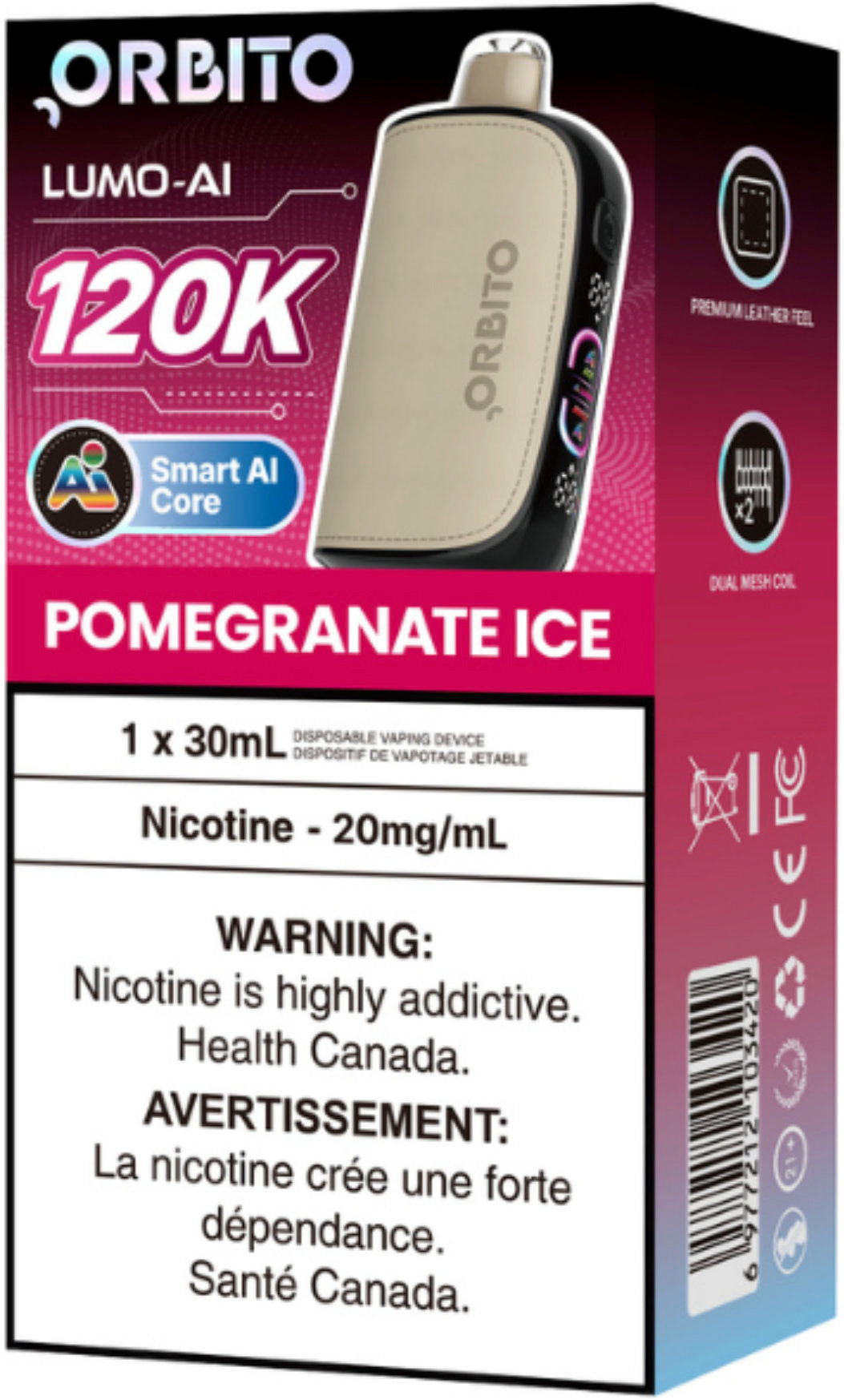 Orbito Lumo AI 120K Disposable Pomegranate Ice
