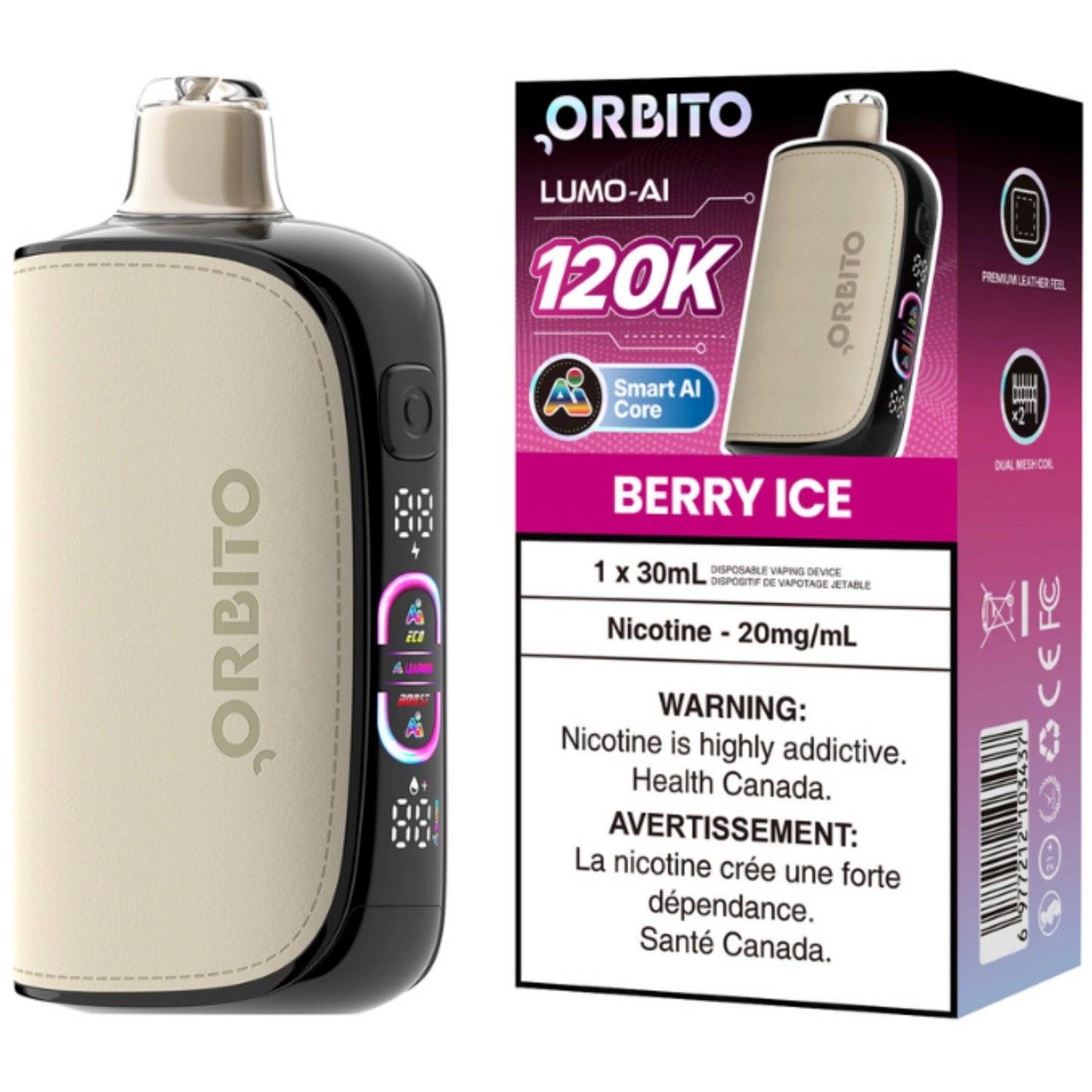 Orbito Lumo AI 120K Disposable Vape Berry Ice