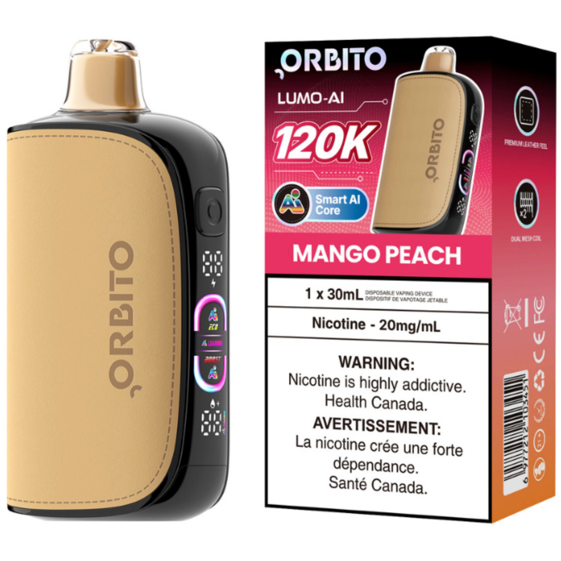 Orbito Lumo AI 120K Disposable Vape Mango Peach