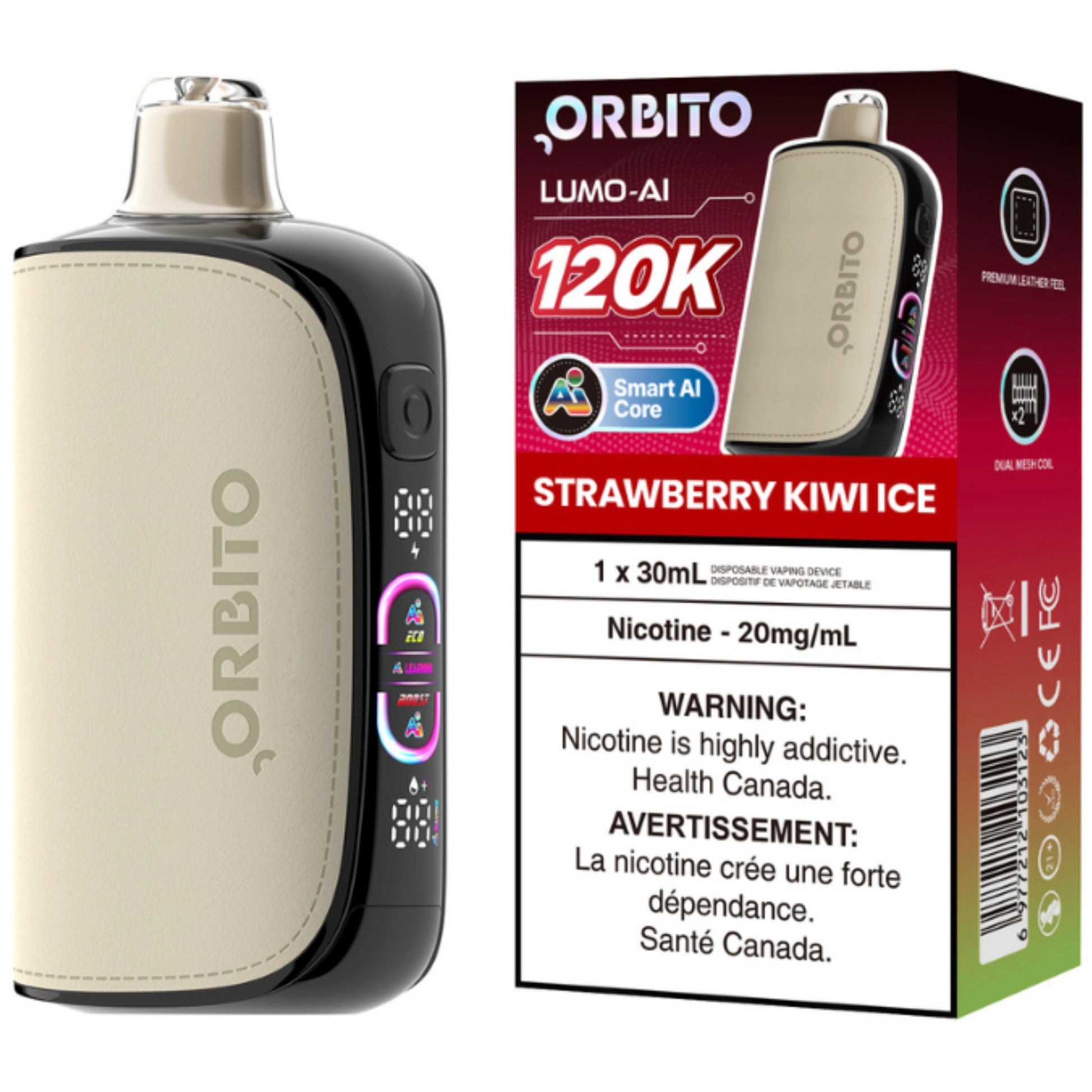 Orbito Lumo AI 120K Disposable Vape Strawberry Kiwi Ice