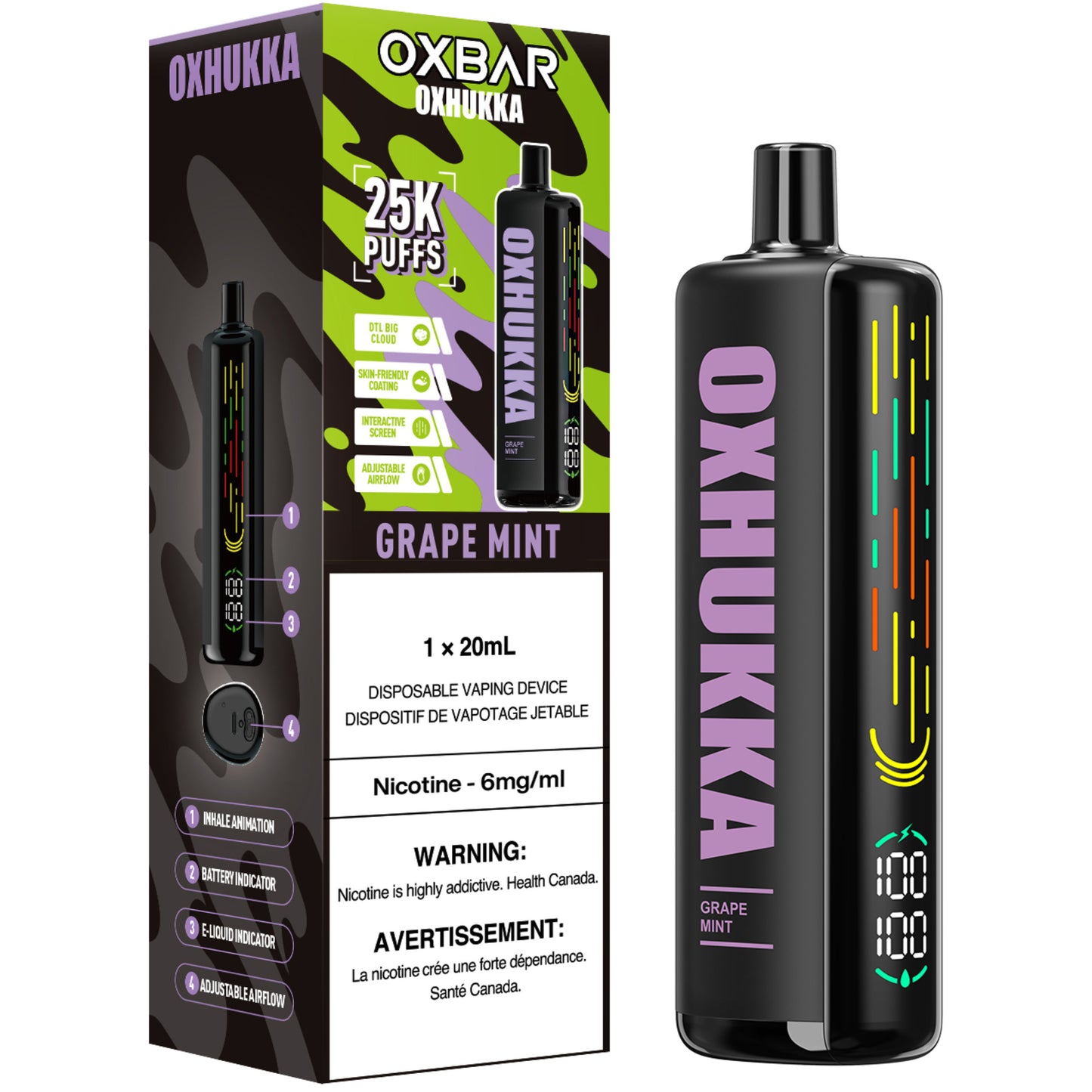 Oxbar Oxhukka Disposable Vape Grape Mint