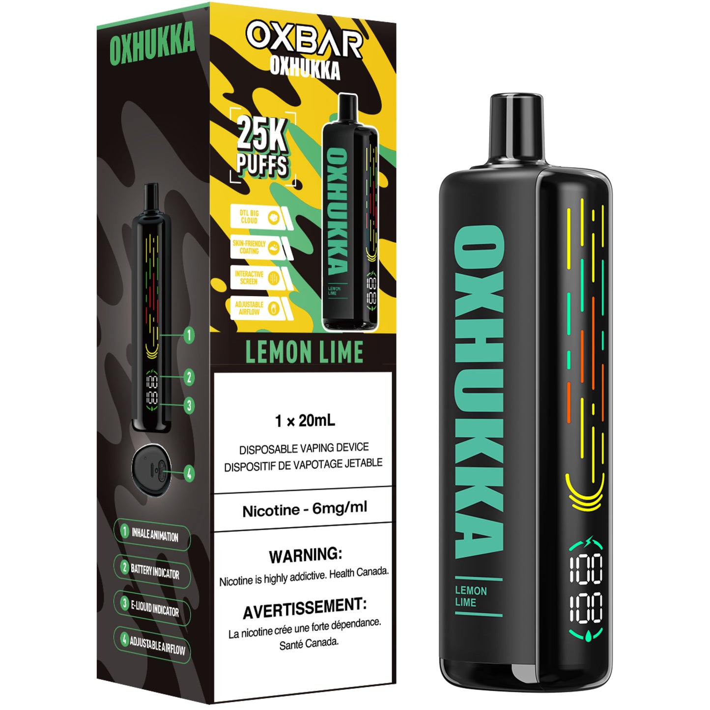 Oxbar Oxhukka Disposable Vape Lemon Lime