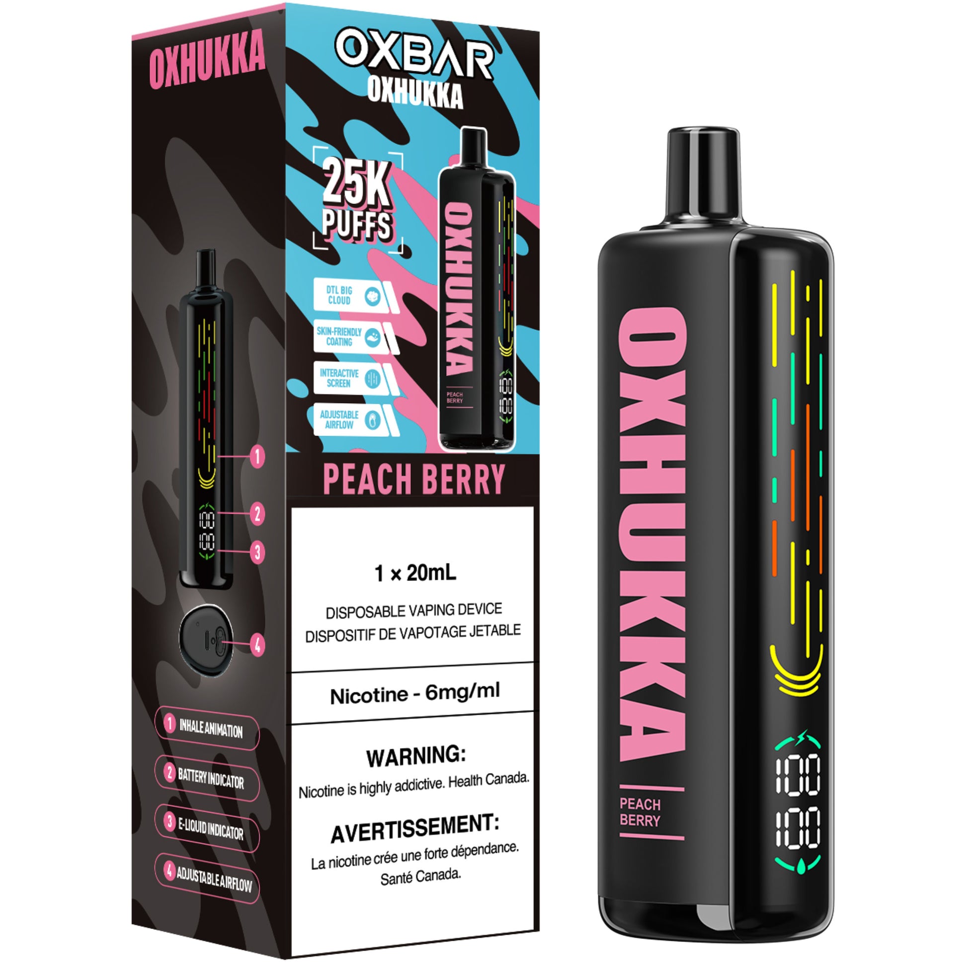 Oxbar Oxhukka Disposable Vape Peach Berry