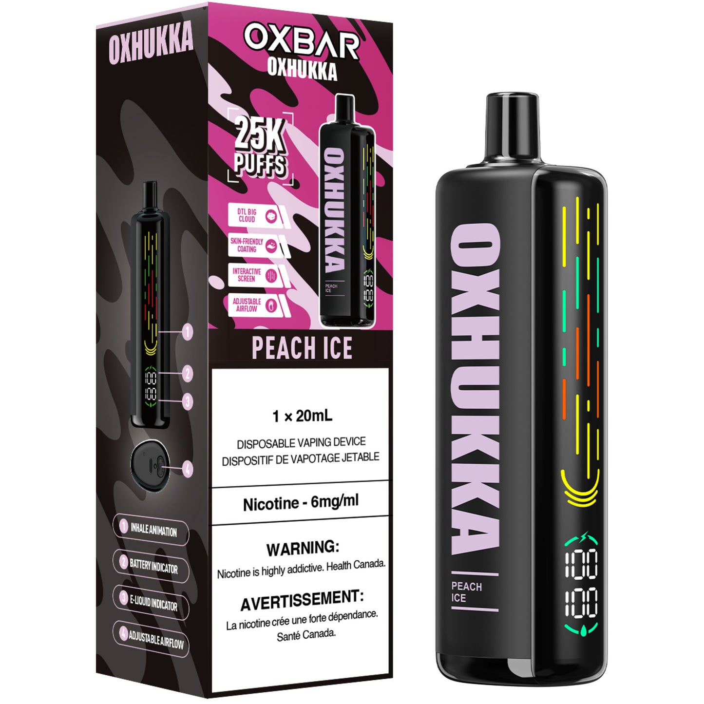 Oxbar Oxhukka Disposable Vape Peach Ice