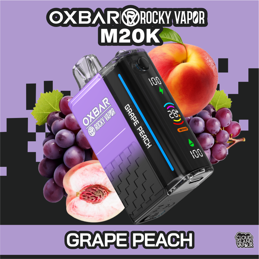 Oxbar Rocky Vapor M20K 20000 Puffs Disposable Vape 20mL Grape Peach