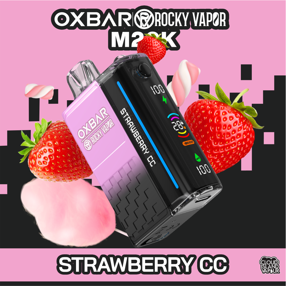 Oxbar Rocky Vapor M20K 20000 Puffs Disposable Vape 20mL Strawberry CC