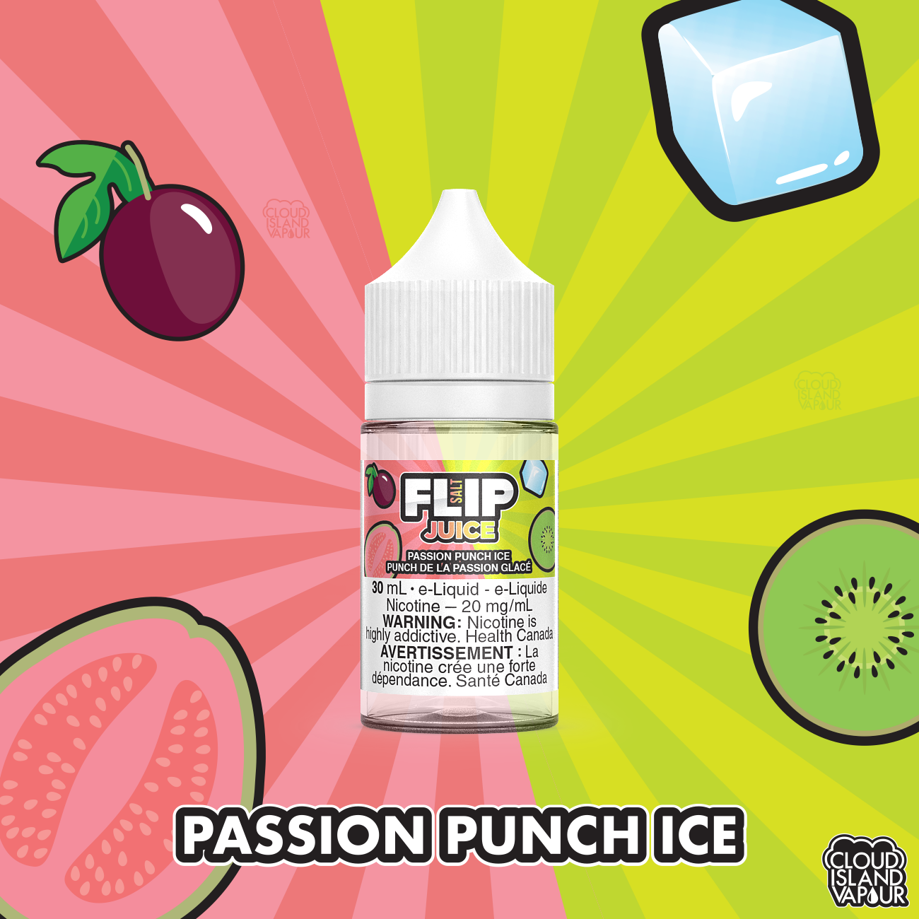 FLIP JUICE SALT Nic E-juice flavour Passion Punch Ice