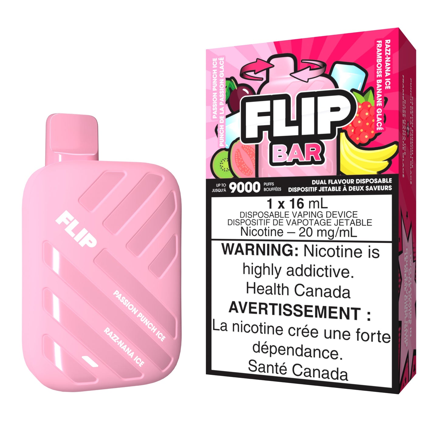 Flip Bar Disposable Vape flavour Passion Punch Ice & Razz Nana Ice