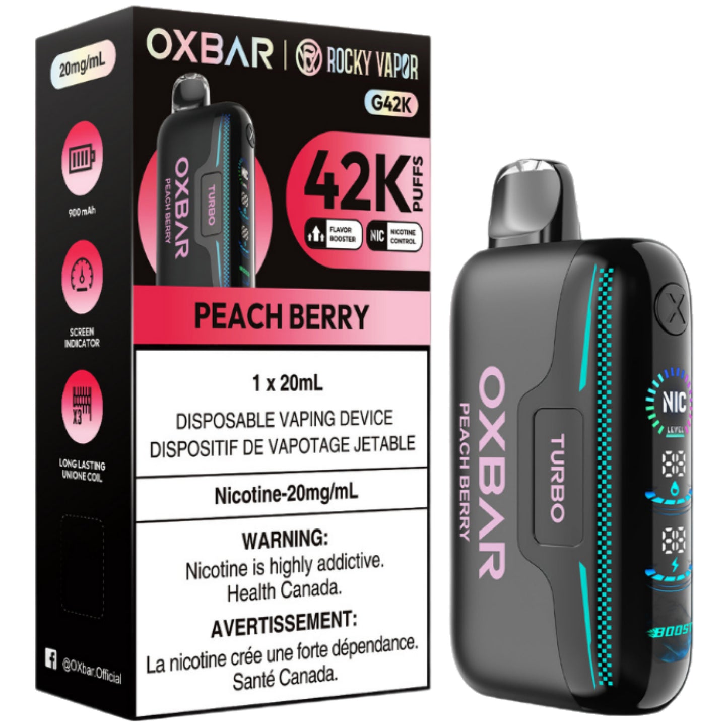 Peach Berry ROCKY VAPOR OXBAR G42K