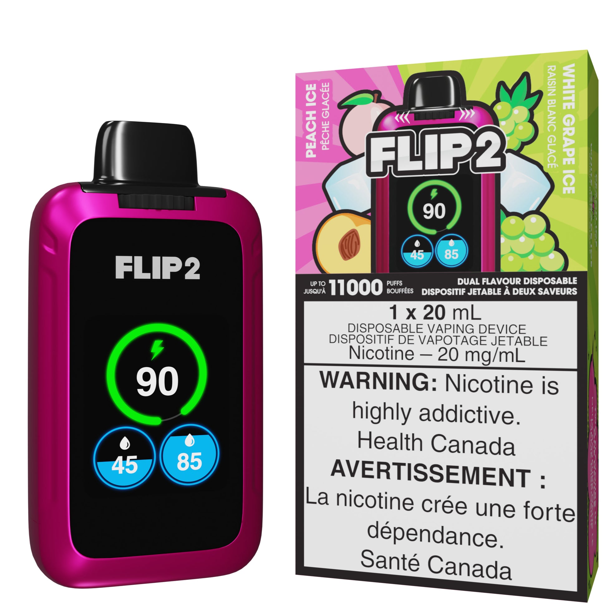 Peach Ice And White Grape Ice FLIP 2 Disposable Vape By FLIP BAR