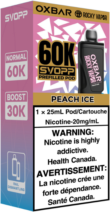 Peach Ice Rocky Vapor Oxbar Svopp 60K