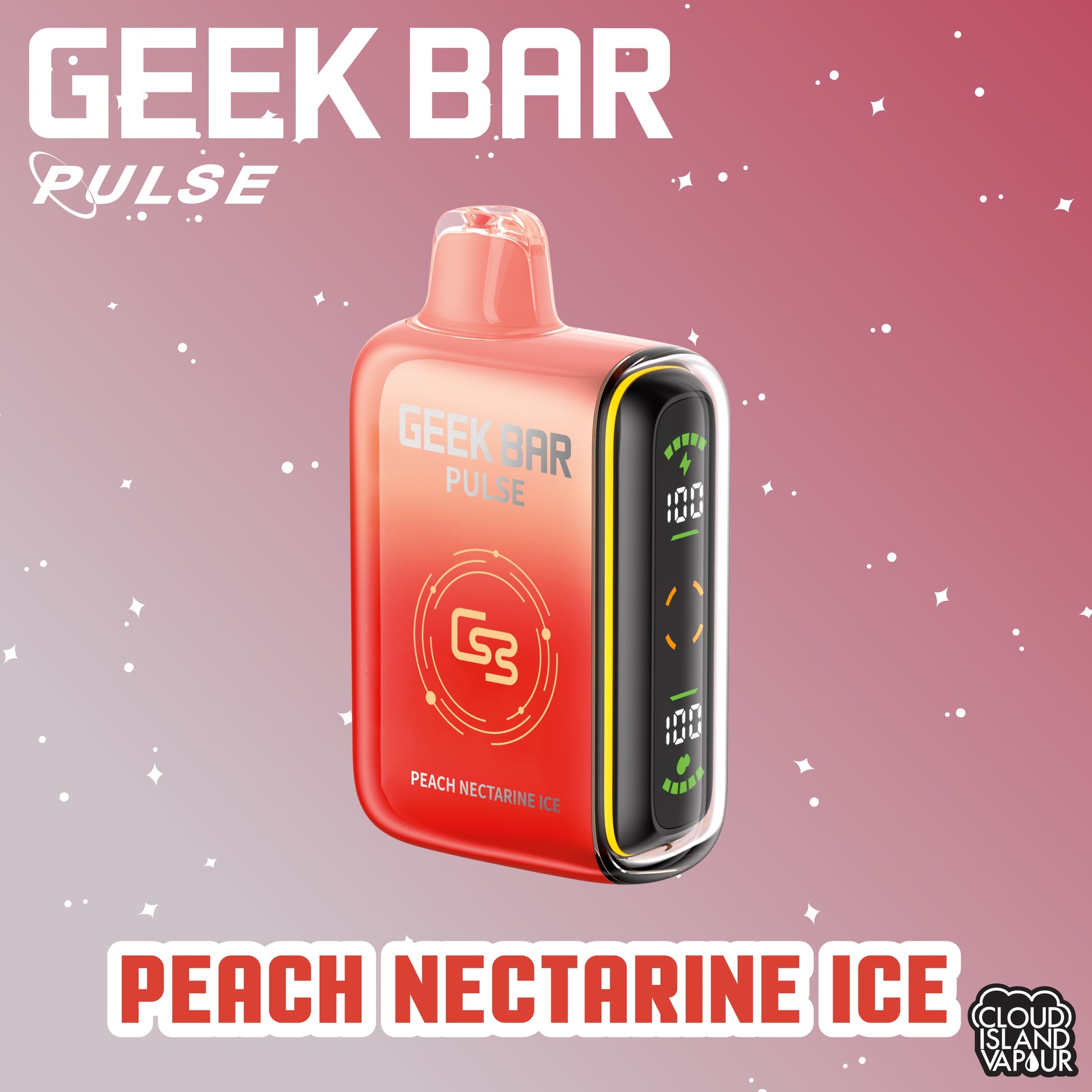GEEK BAR PULSE 9000 Disposable Vape - Peach Nectarine Ice Cloud Island Vapour GEEK BAR PULSE 9000 Disposable Vape - Peach Nectarine Ice Cloud Island Vapour