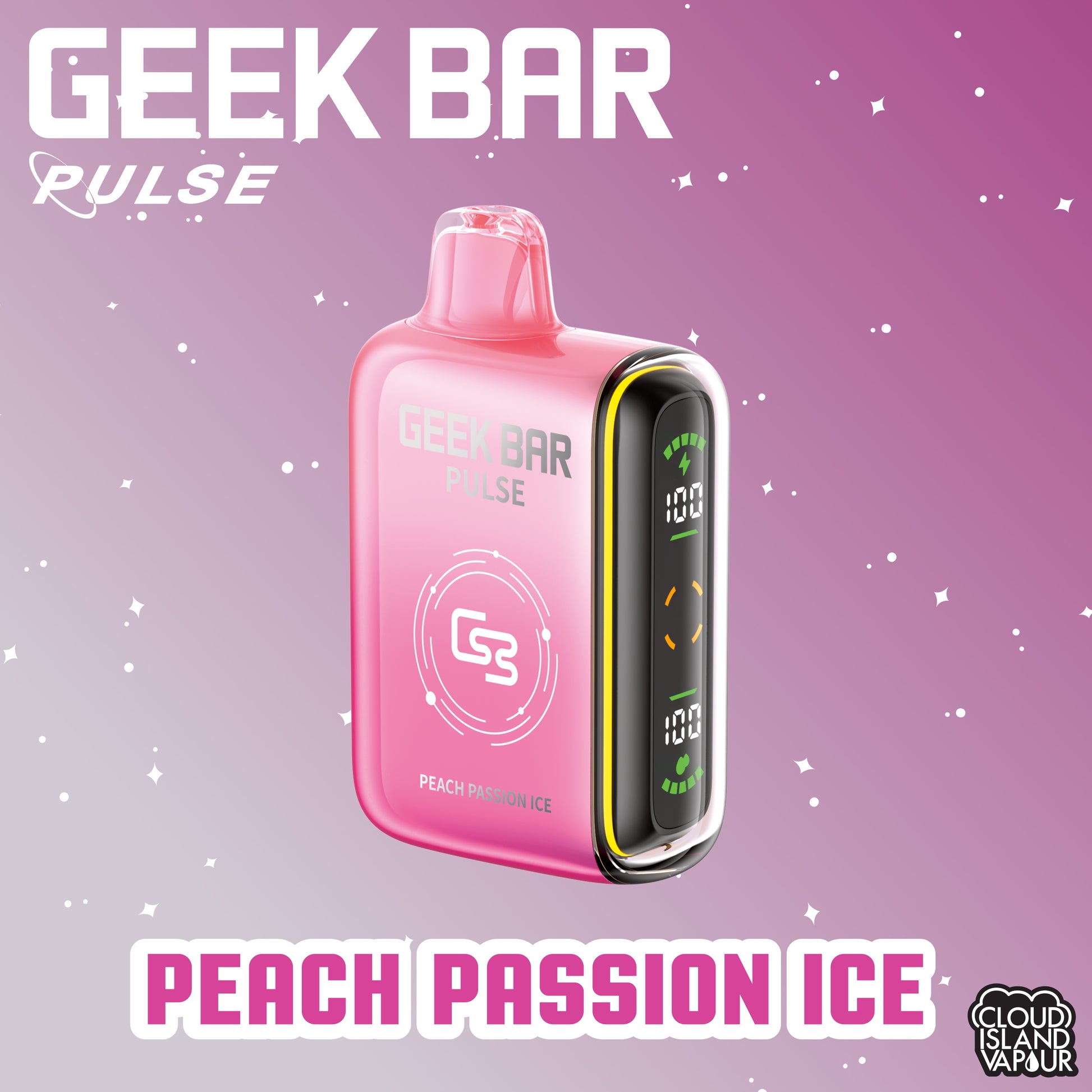 GEEK BAR PULSE 9000 Disposable Vape - Peach Passion Ice Cloud Island Vapour GEEK BAR PULSE 9000 Disposable Vape - Peach Passion Ice Cloud Island Vapour