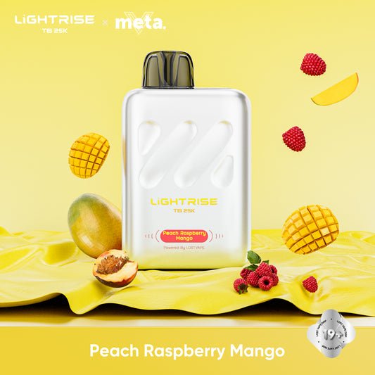 Peach Raspberry Mango Lost Vape Lightrise TB 25K Disposable Vape 25000 Puffs