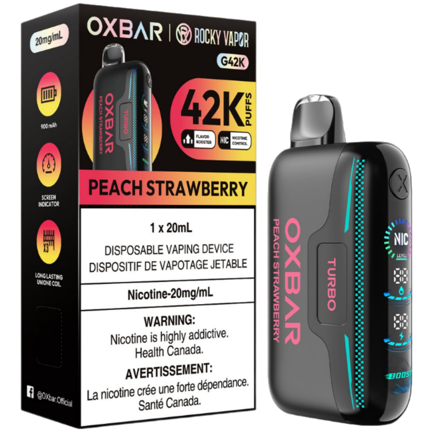 Peach Strawberry ROCKY VAPOR OXBAR G42K