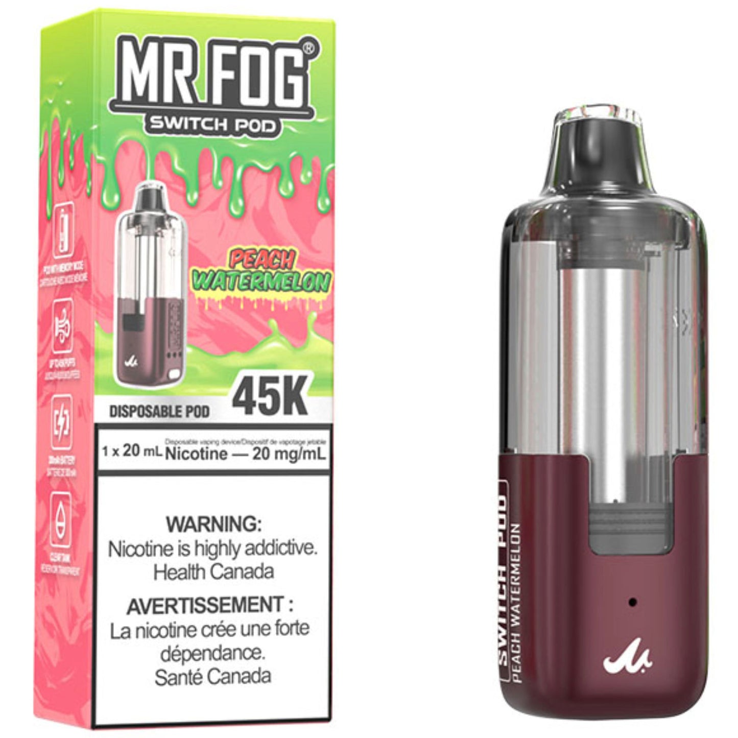 MR FOG SWITCH POD Pod Pack - Peach Watermelon Cloud Island Vapour MR FOG SWITCH POD Pod Pack - Peach Watermelon Cloud Island Vapour