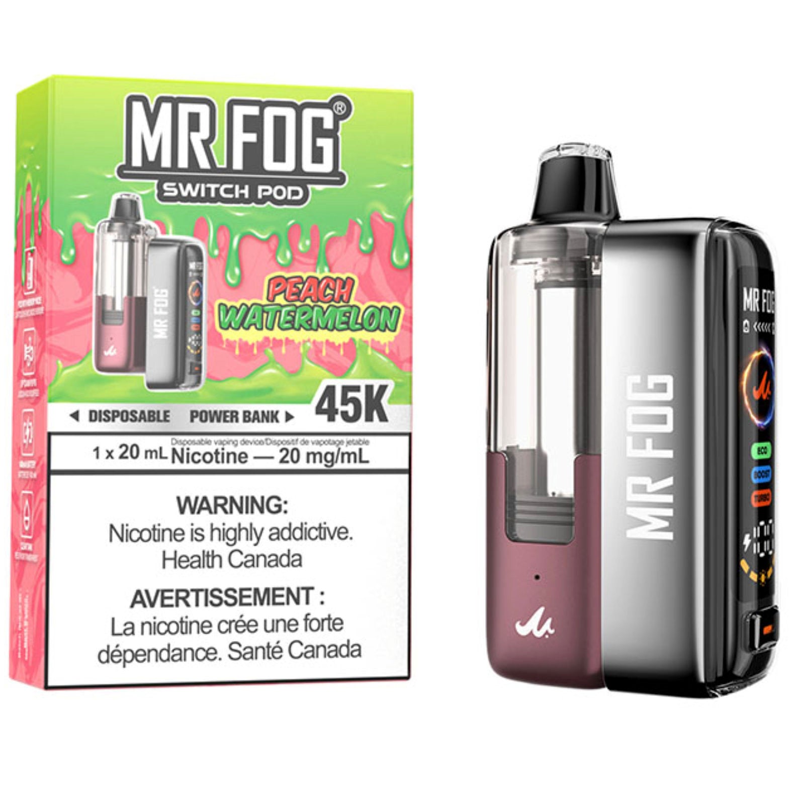 MR FOG SWITCH POD Starter Kit - Peach Watermelon Cloud Island Vapour MR FOG SWITCH POD Starter Kit - Peach Watermelon Cloud Island Vapour