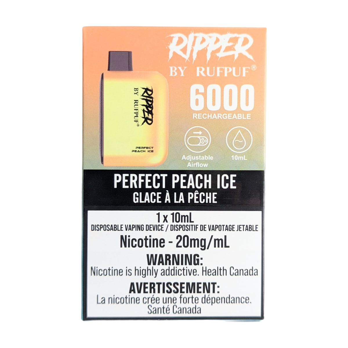Yard Ripper Peach RUFPUF Ripper 6000 Disposable - Perfect Peach Ice – Cloud Island Vapour