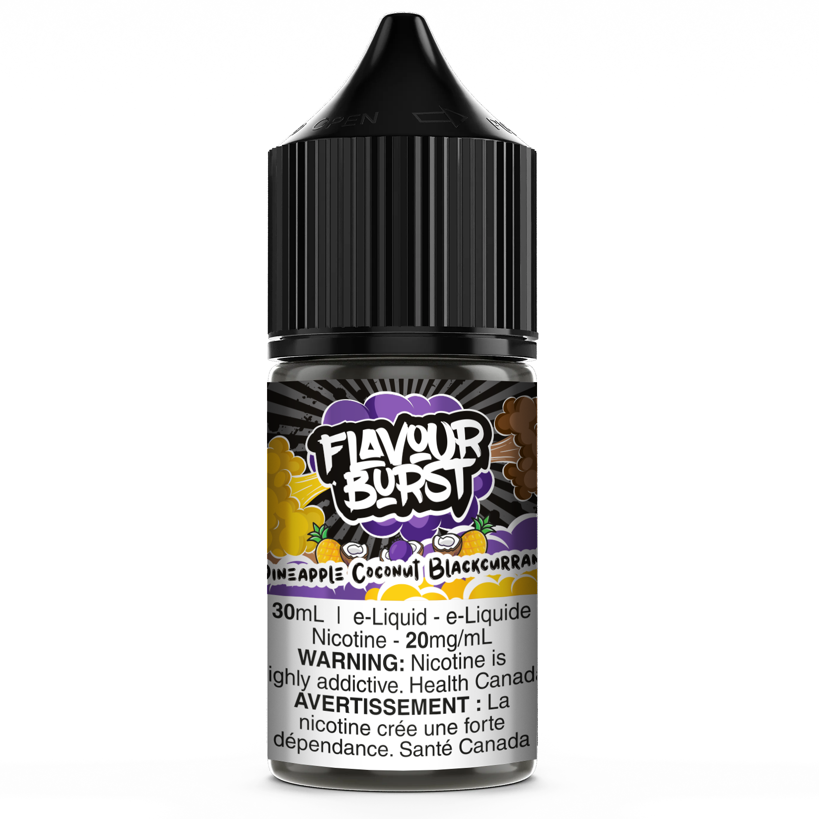 Flavour Burst Salt Nic E-Liquid Pineapple Coconut Blackcurrant 