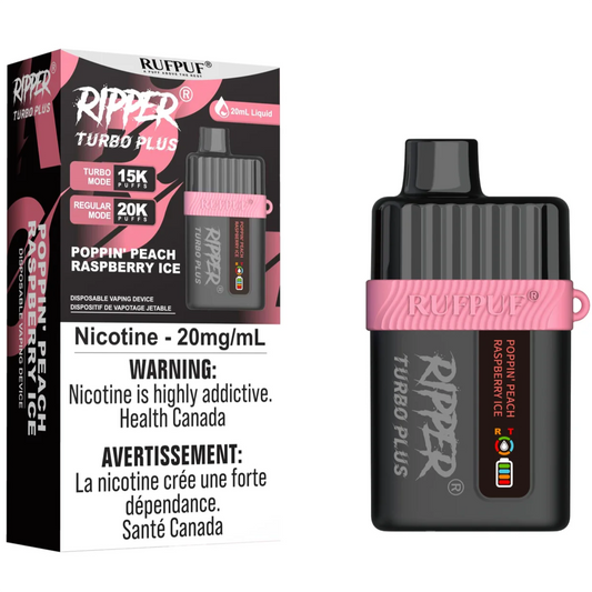 Poppin Peach Raspberry Ice RIPPER TURBO PLUS Disposable Vape