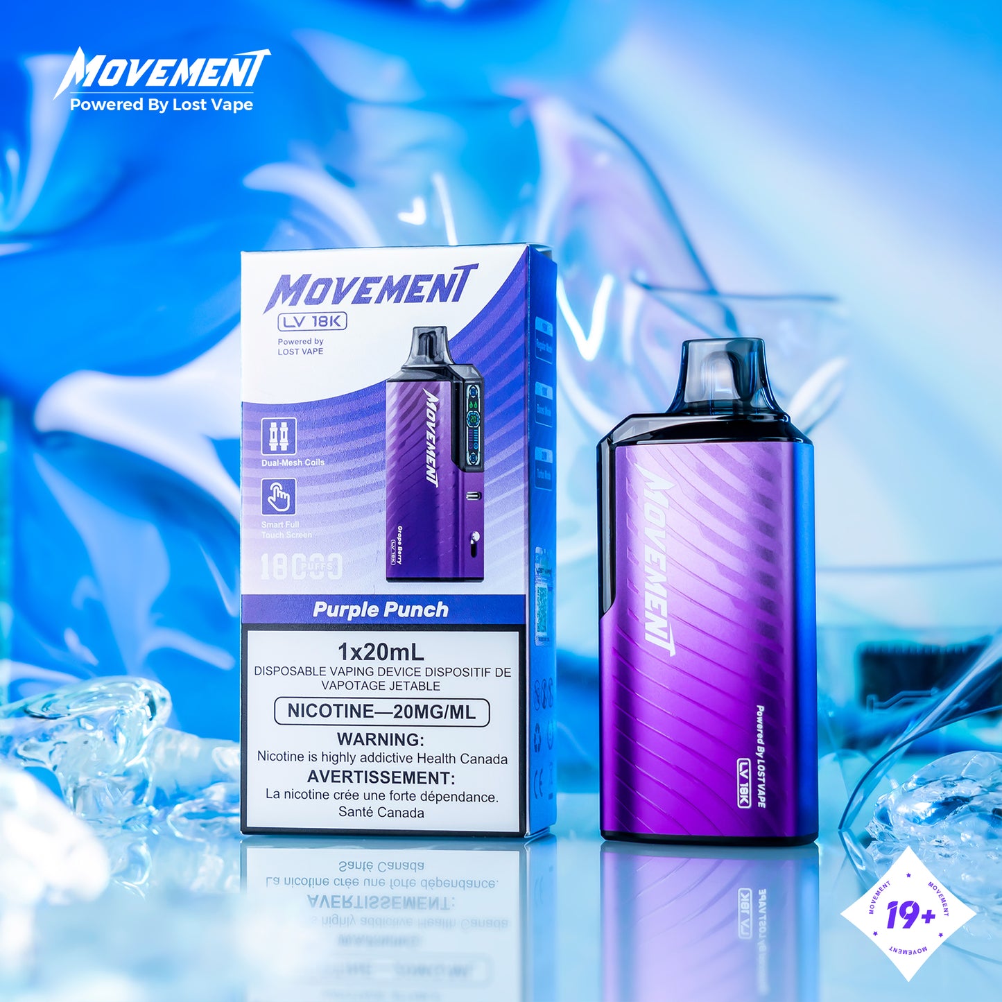 Purple Punch Lost Vape Movement LV 18K Disposable Vape 18000 Puffs 20mL