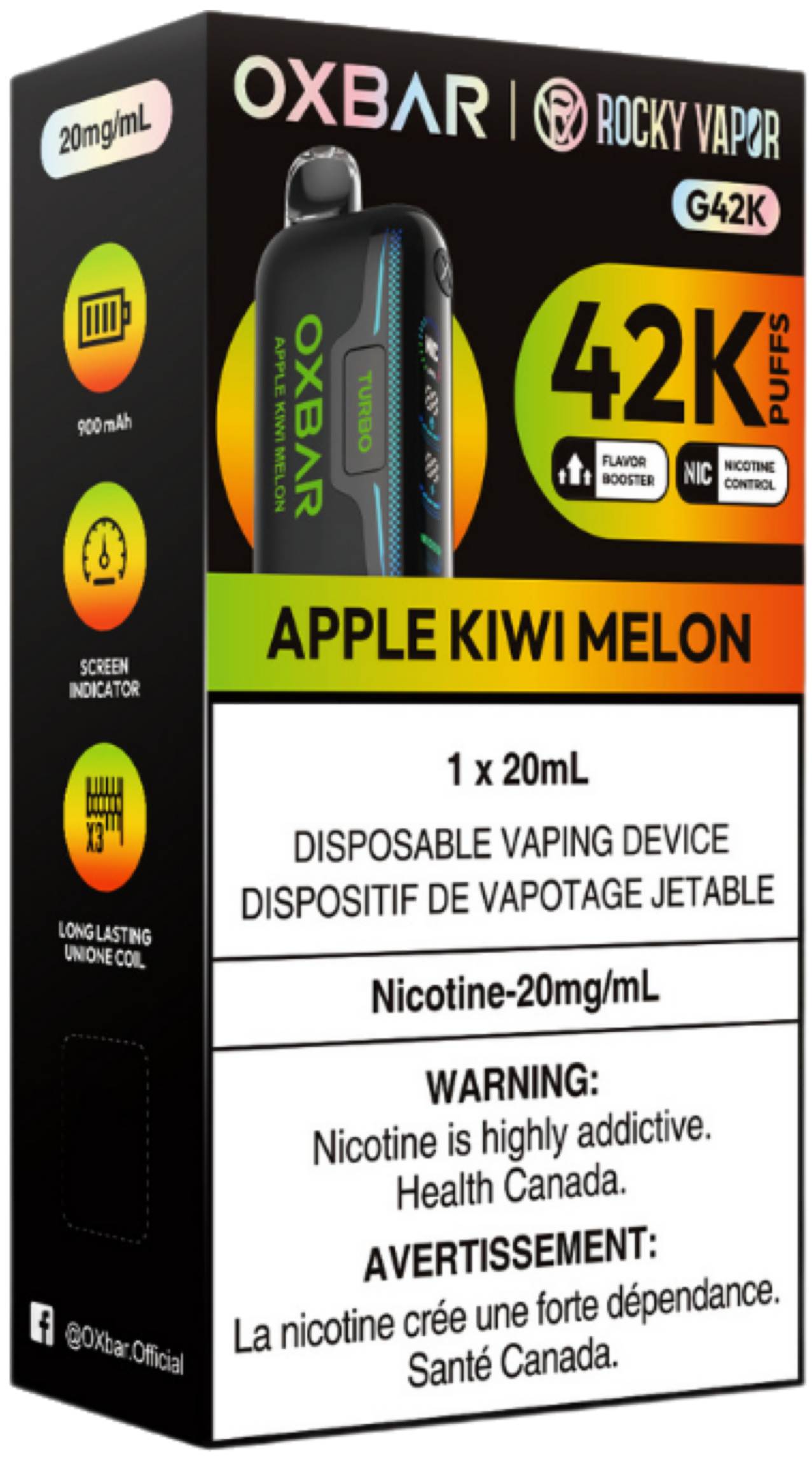 ROCKY VAPOR OXBAR G42K Disposable Apple Kiwi Melon