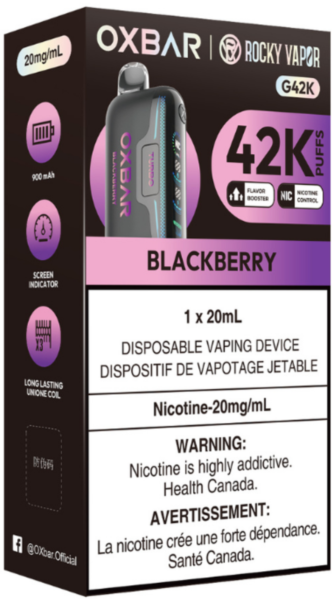 ROCKY VAPOR OXBAR G42K Disposable Blackberry
