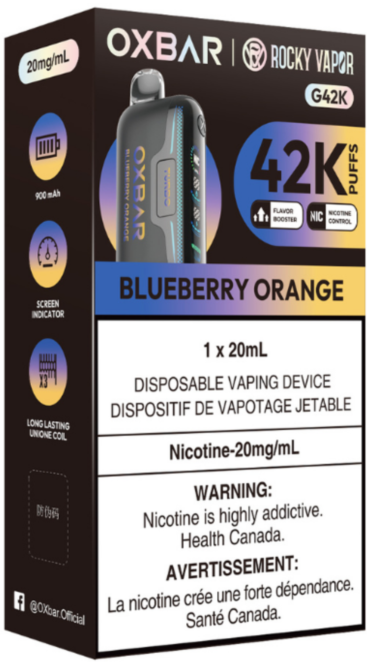 ROCKY VAPOR OXBAR G42K Disposable Blueberry Orange