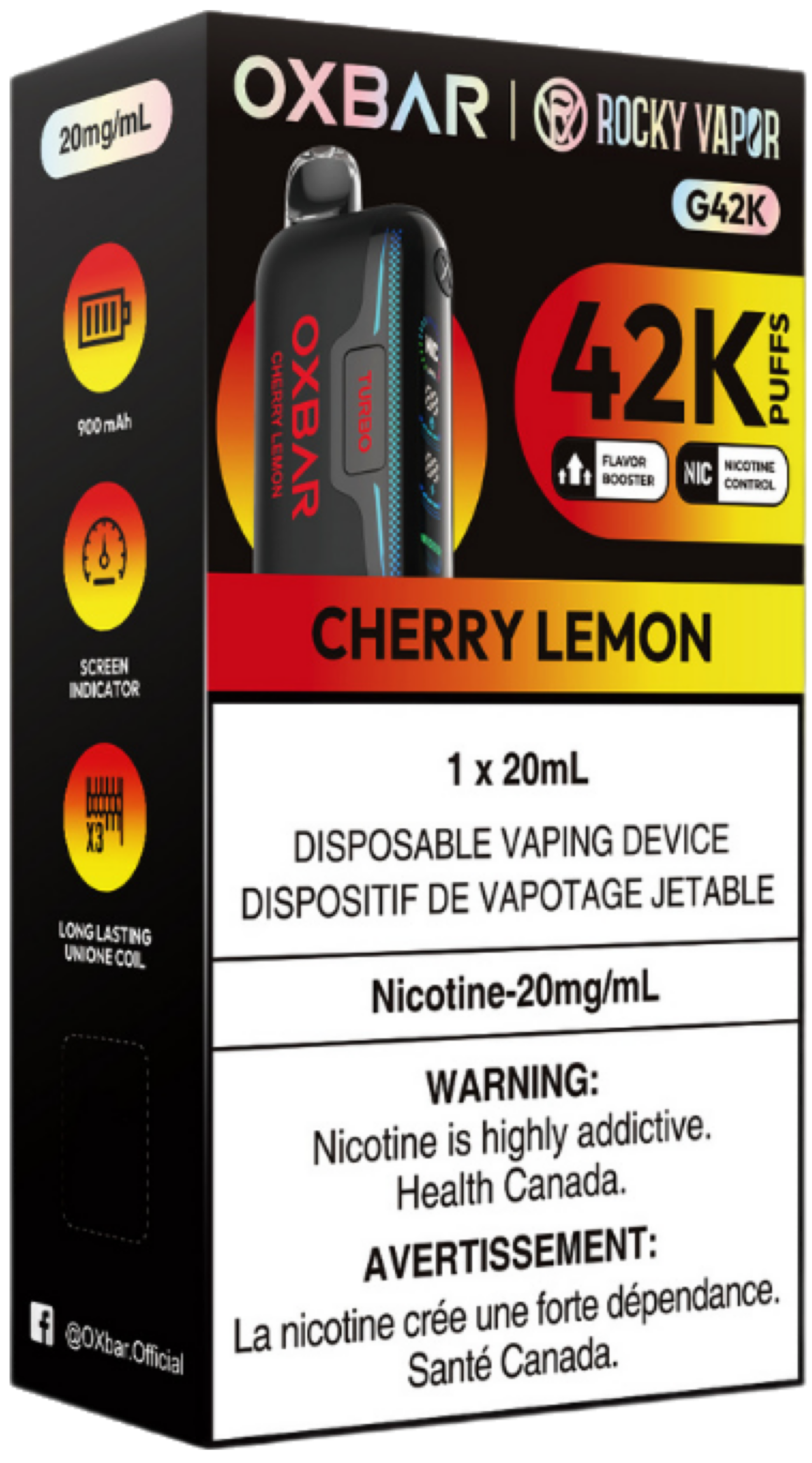 ROCKY VAPOR OXBAR G42K Disposable Cherry Lemon