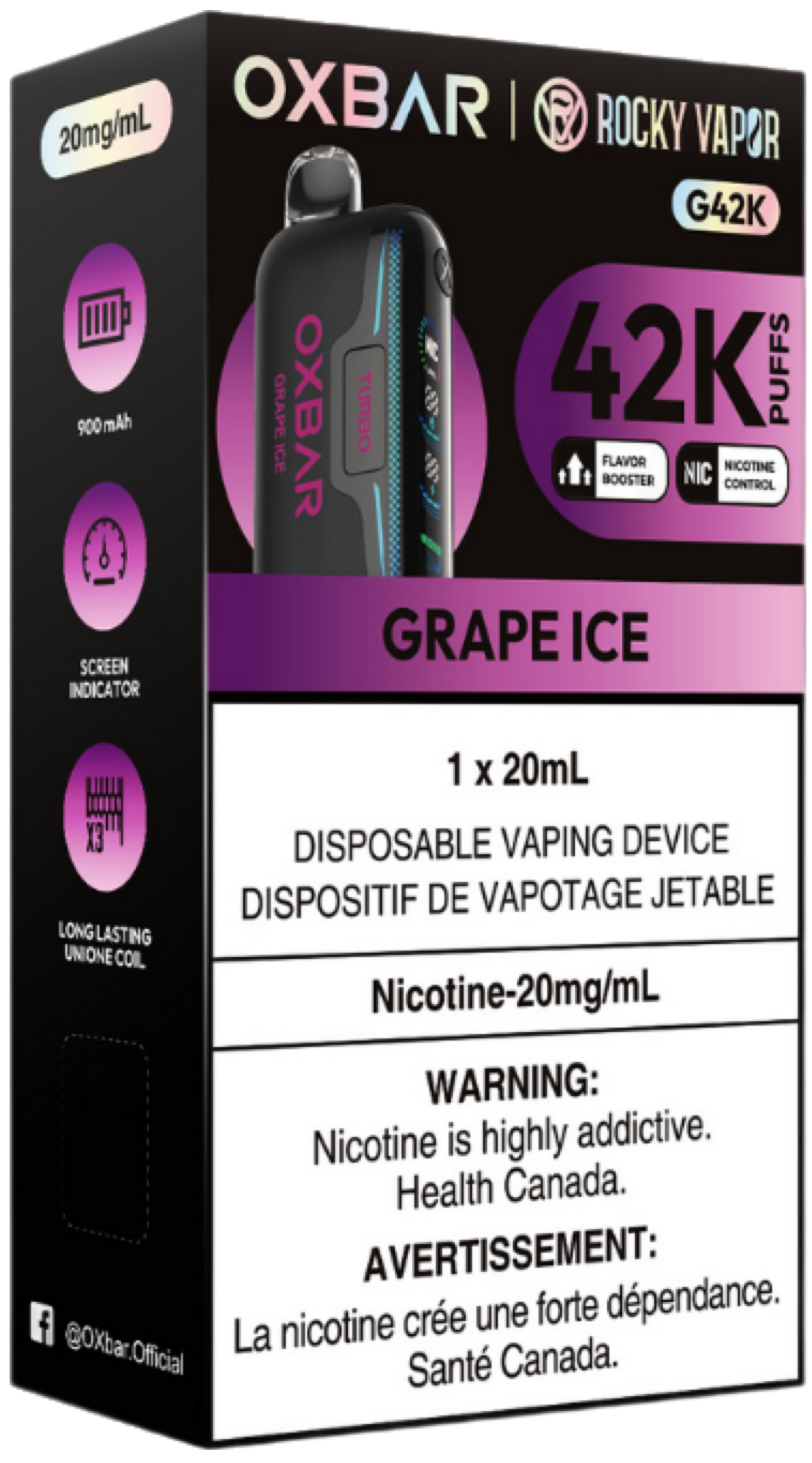 ROCKY VAPOR OXBAR G42K Disposable Grape Ice