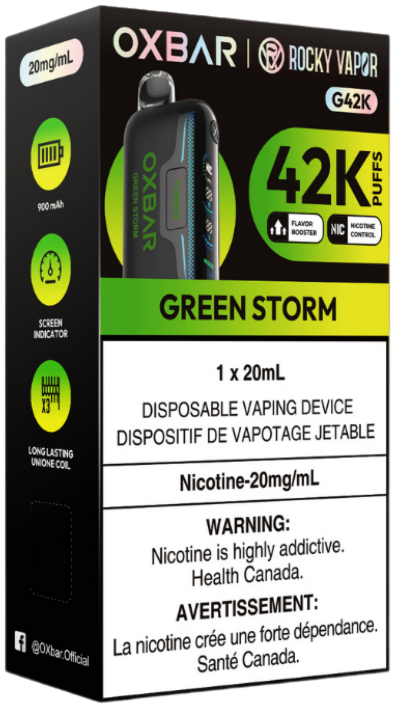 ROCKY VAPOR OXBAR G42K Disposable Green Storm