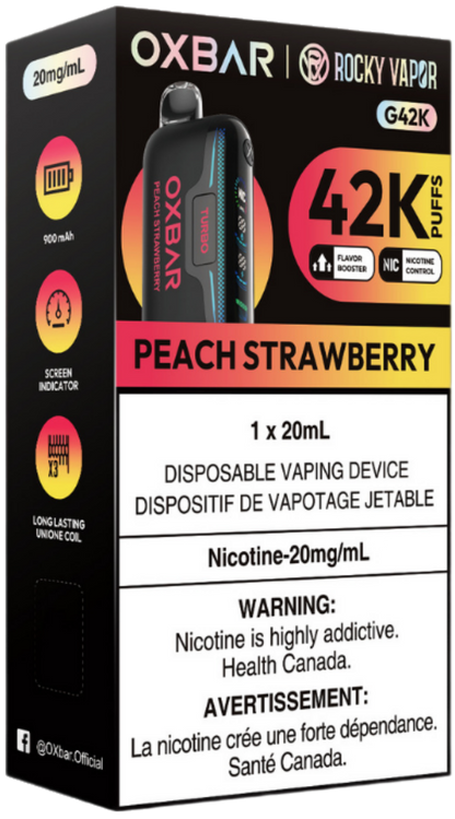 Rocky Vapor Oxbar G42K Disposable Vape - Peach Strawberry