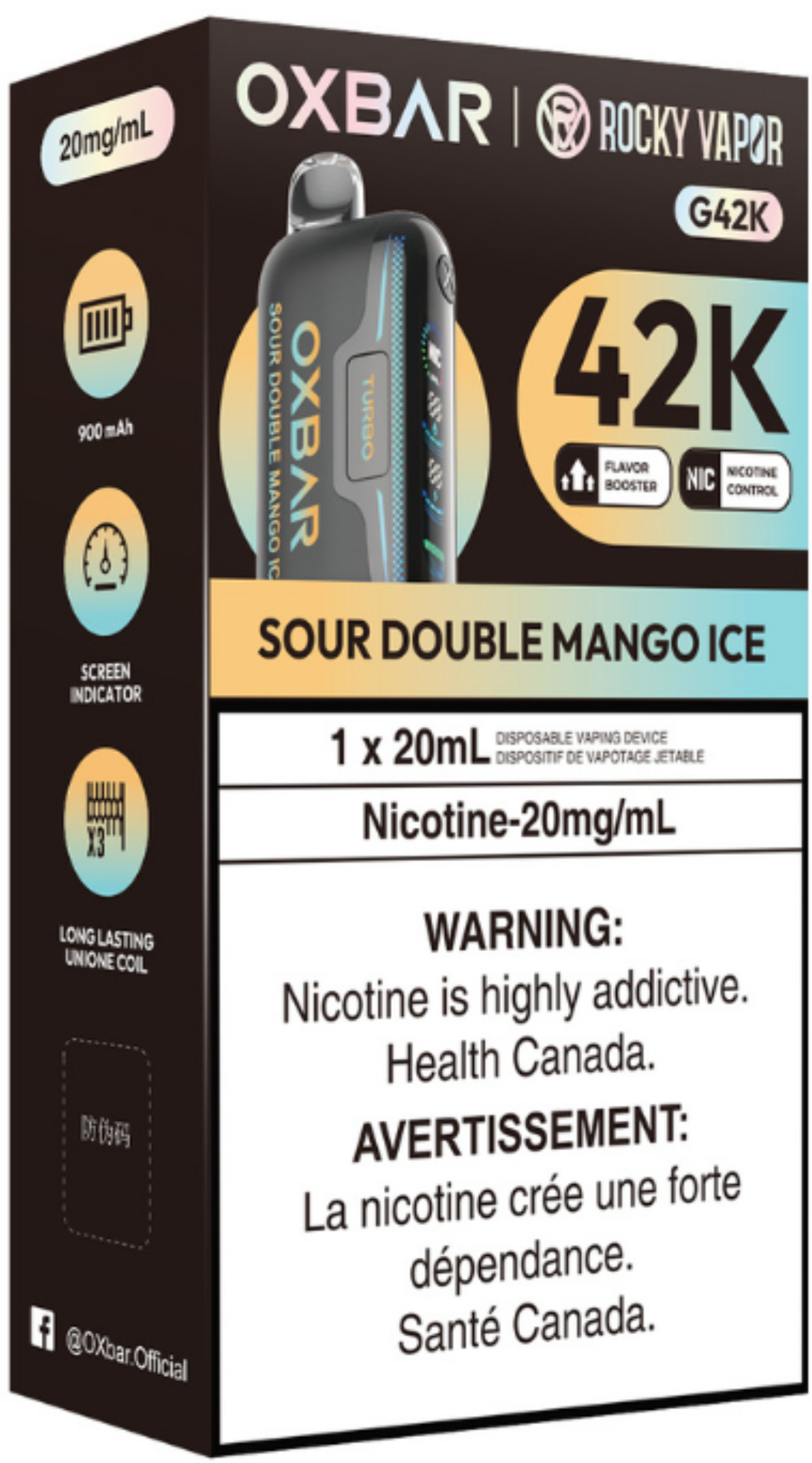 ROCKY VAPOR OXBAR G42K Disposable Sour Double Mango Ice