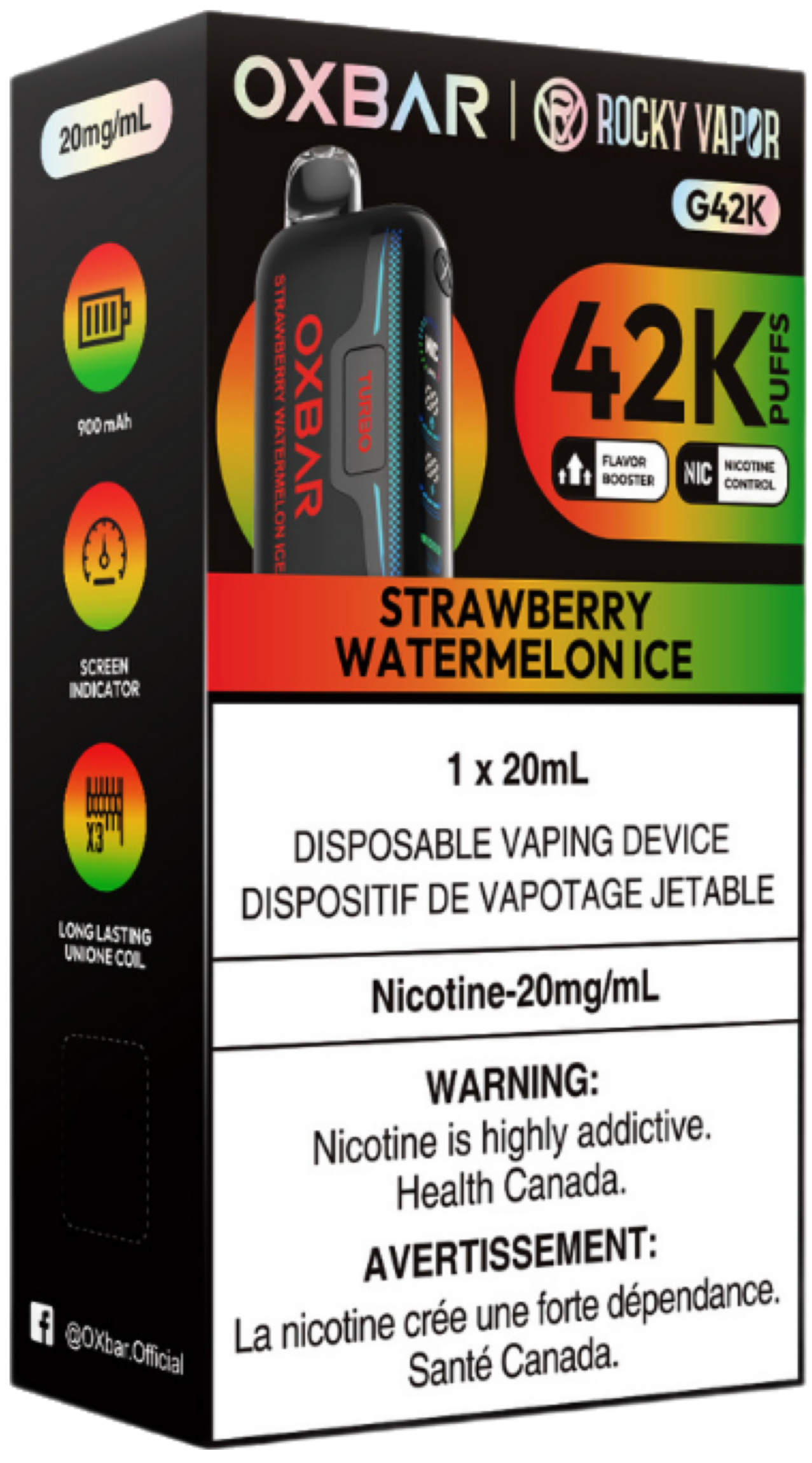 ROCKY VAPOR OXBAR G42K Disposable Strawberry Watermelon Ice