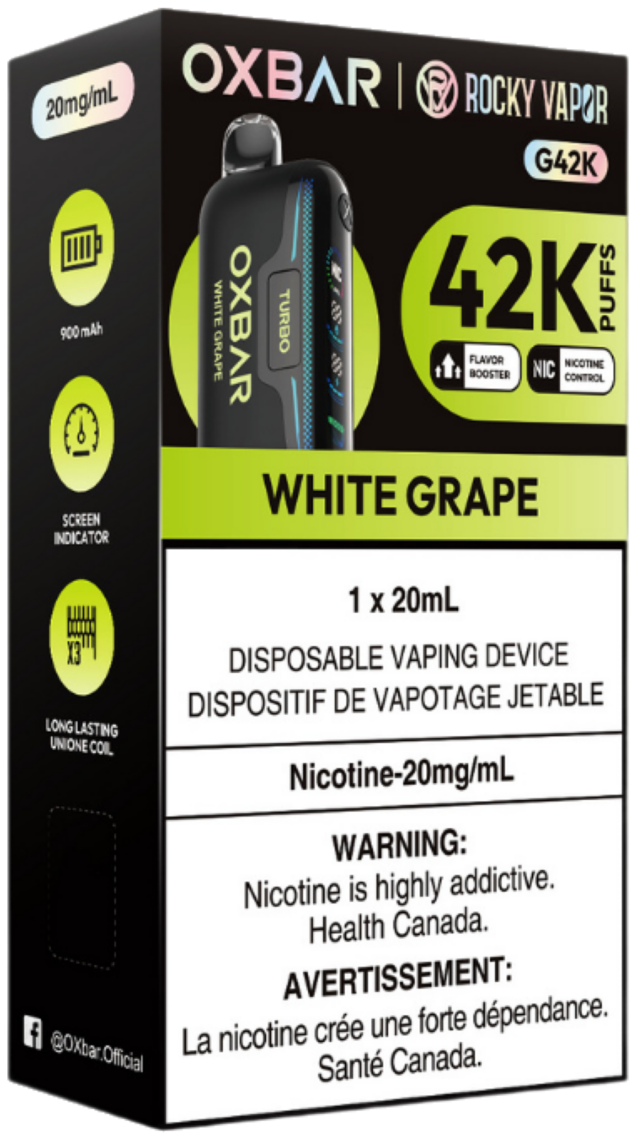 ROCKY VAPOR OXBAR G42K Disposable White Grape