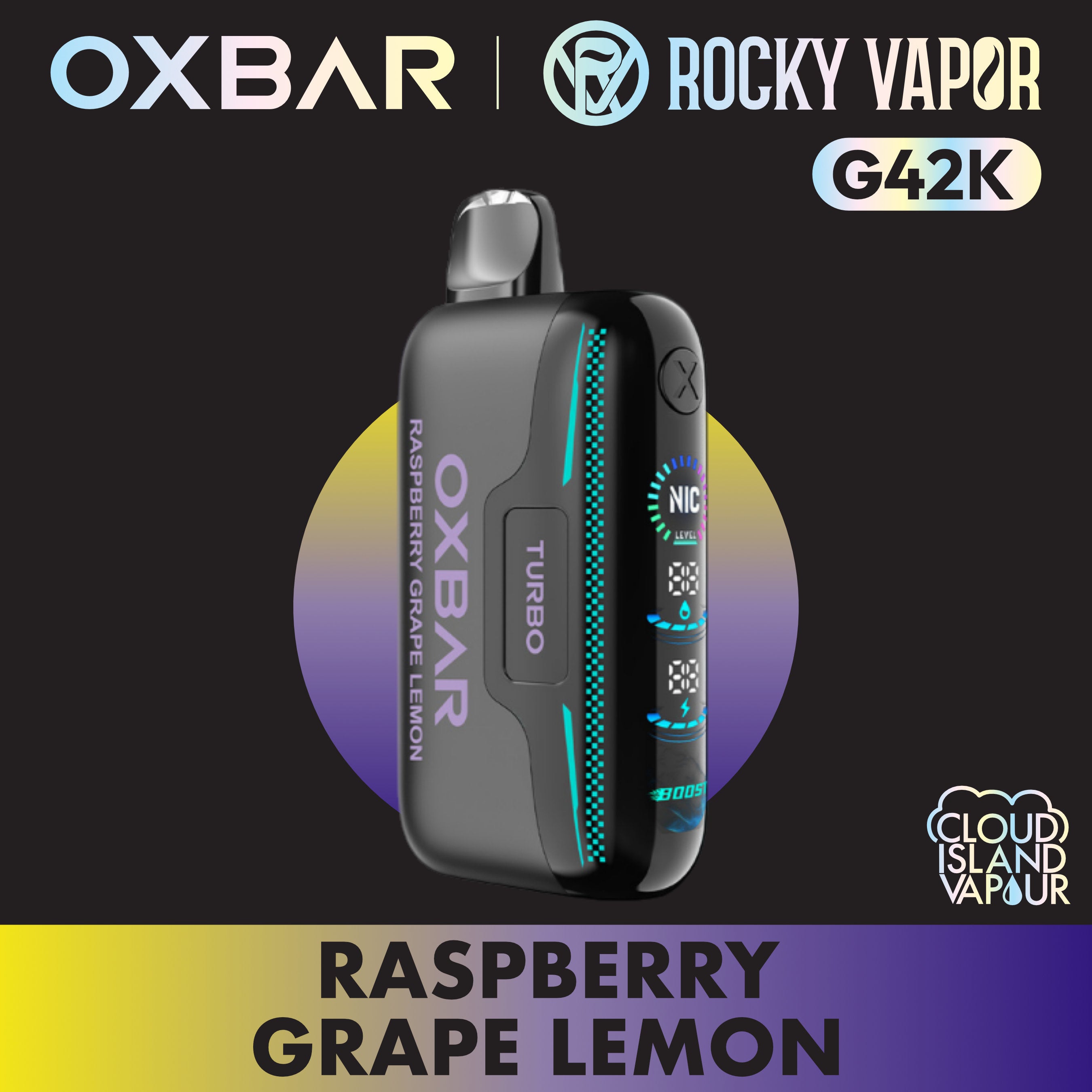 Rocky Vapor Oxbar G42K Disposable Vape - Raspberry Grape Lemon – Cloud ...