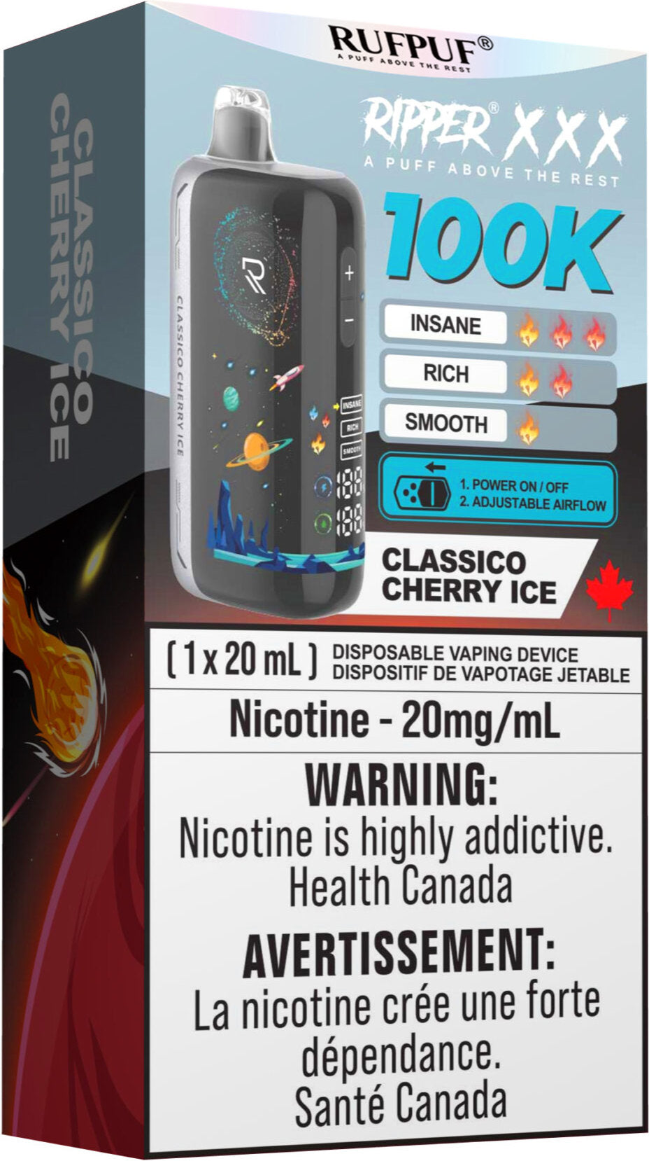 RUFPUF RIPPER XXX 100K Disposable Vape Classico Cherry Ice