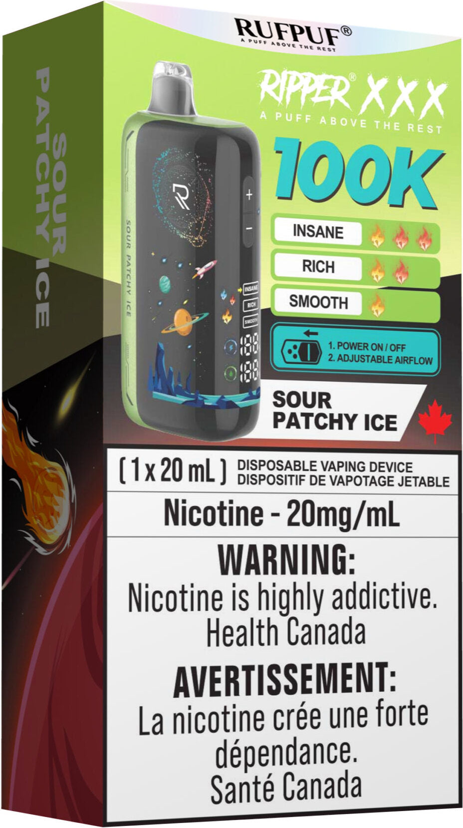 RUFPUF RIPPER XXX 100K Disposable Vape Sour Patchy Ice