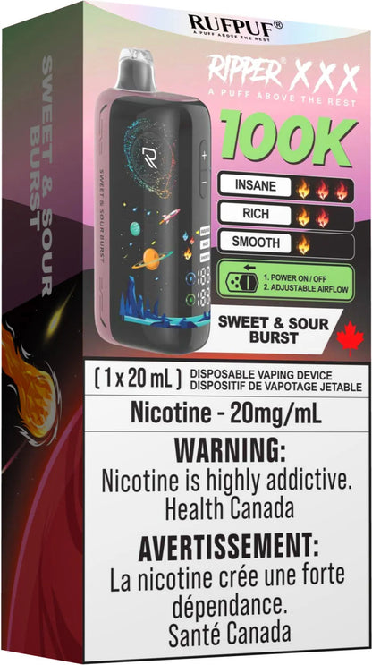RUFPUF RIPPER XXX 100K Disposable Vape Sweet & Sour Burst