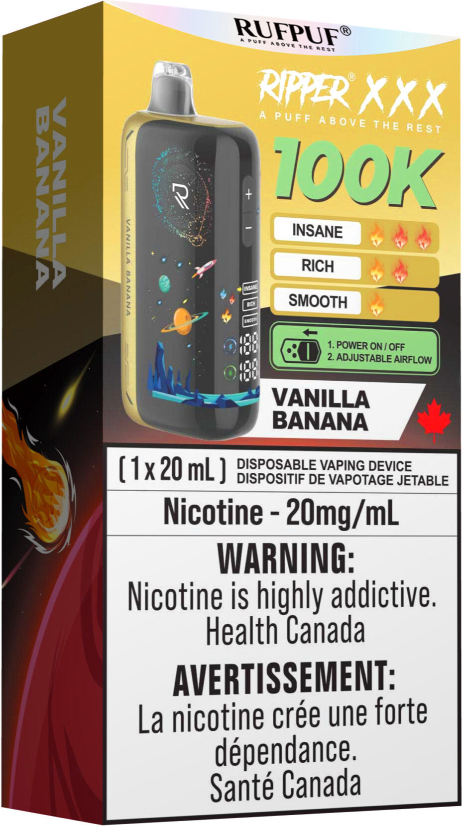 RUFPUF RIPPER XXX 100K Disposable Vape Vanilla Banana