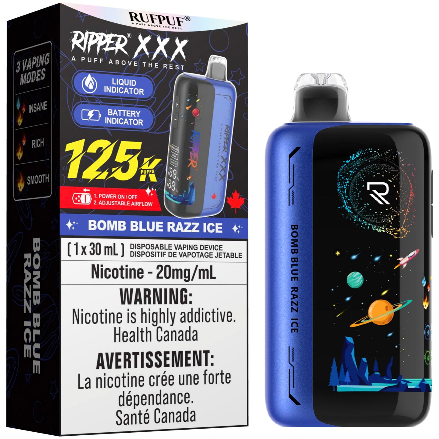 RUFPUF RIPPER XXX 125K Bomb Blue Razz Ice