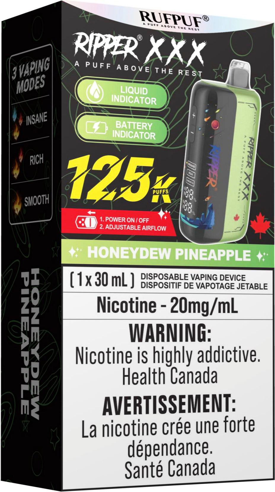 RUFPUF RIPPER XXX 125K Disposable Vape Honeydew Pineapple