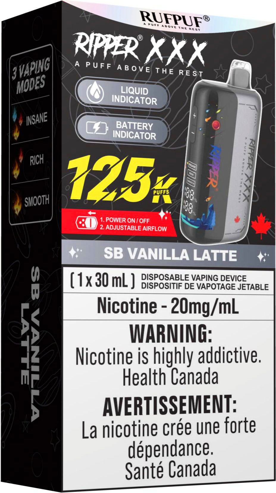 RUFPUF RIPPER XXX 125K Disposable Vape - SB Vanilla Latte – Cloud