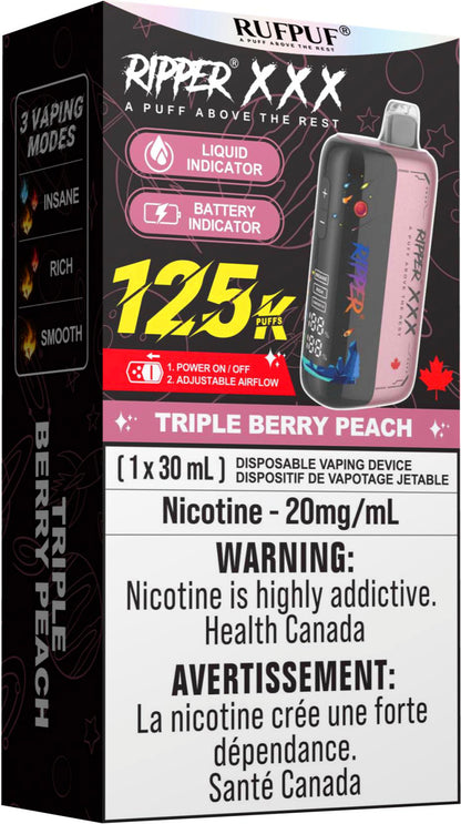 RUFPUF RIPPER XXX 125K Disposable Vape Triple Berry Peach