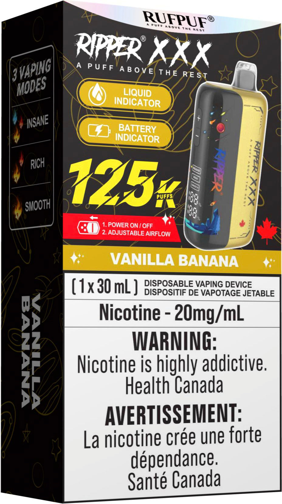 RUFPUF RIPPER XXX 125K Disposable Vape Vanilla Banana