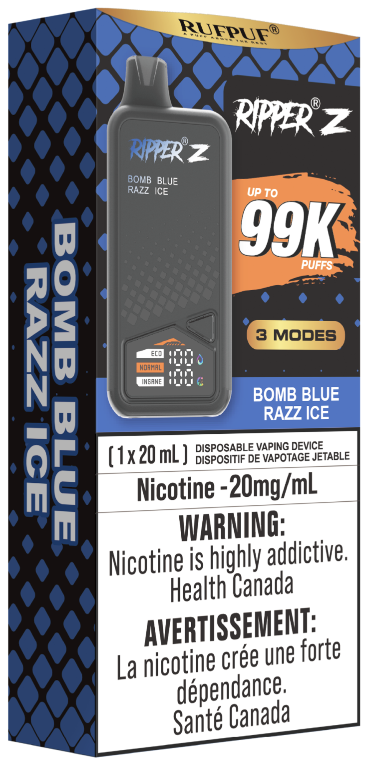 RUFPUF RIPPER Z 99K Disposable Vape Bomb Blue Razz Ice 